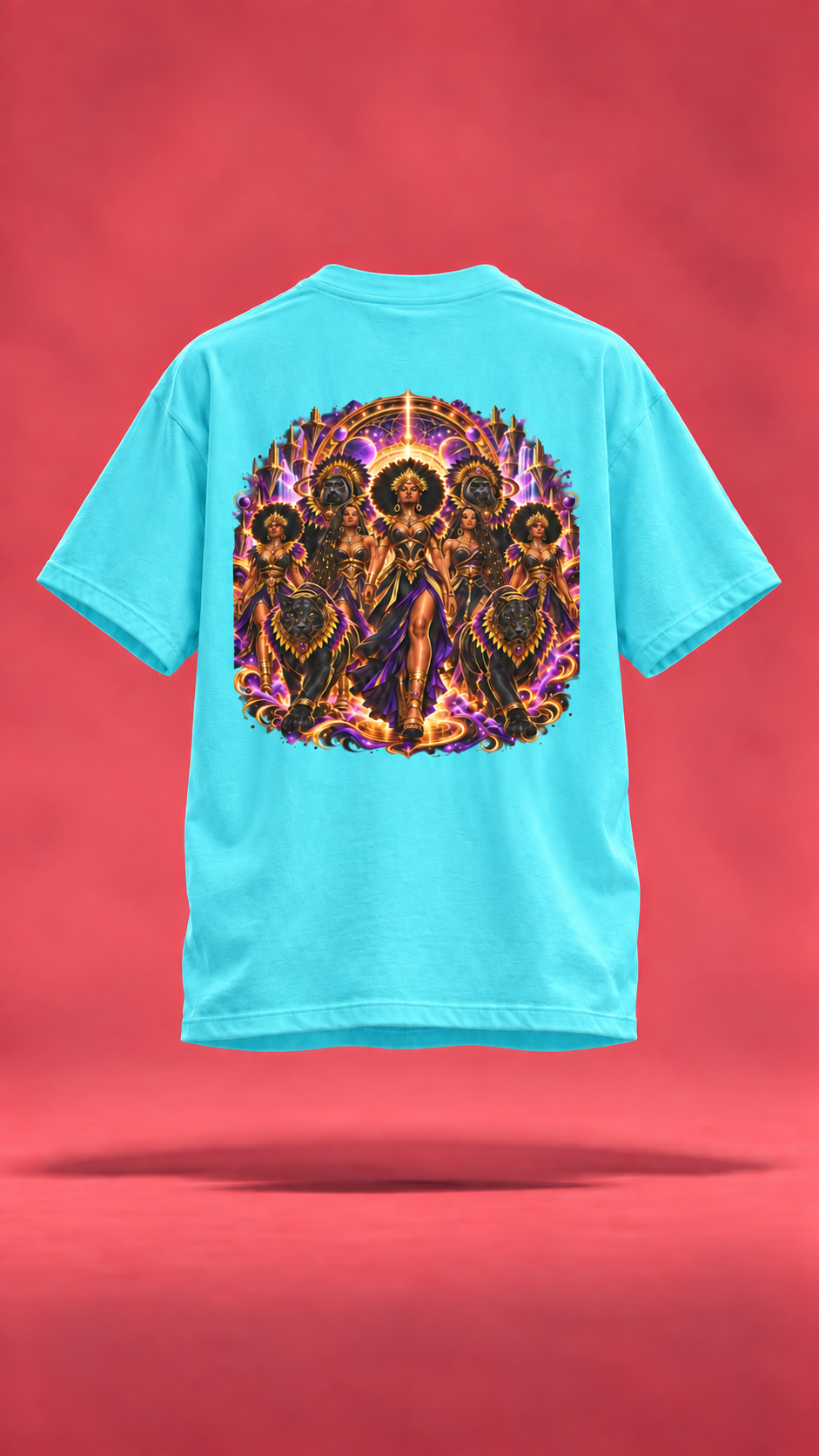 Mardi Gras Everywhere turquoise t-shirt, back view