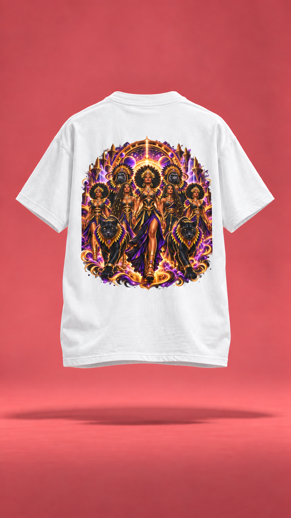 Mardi Gras Everywhere white t-shirt, back view