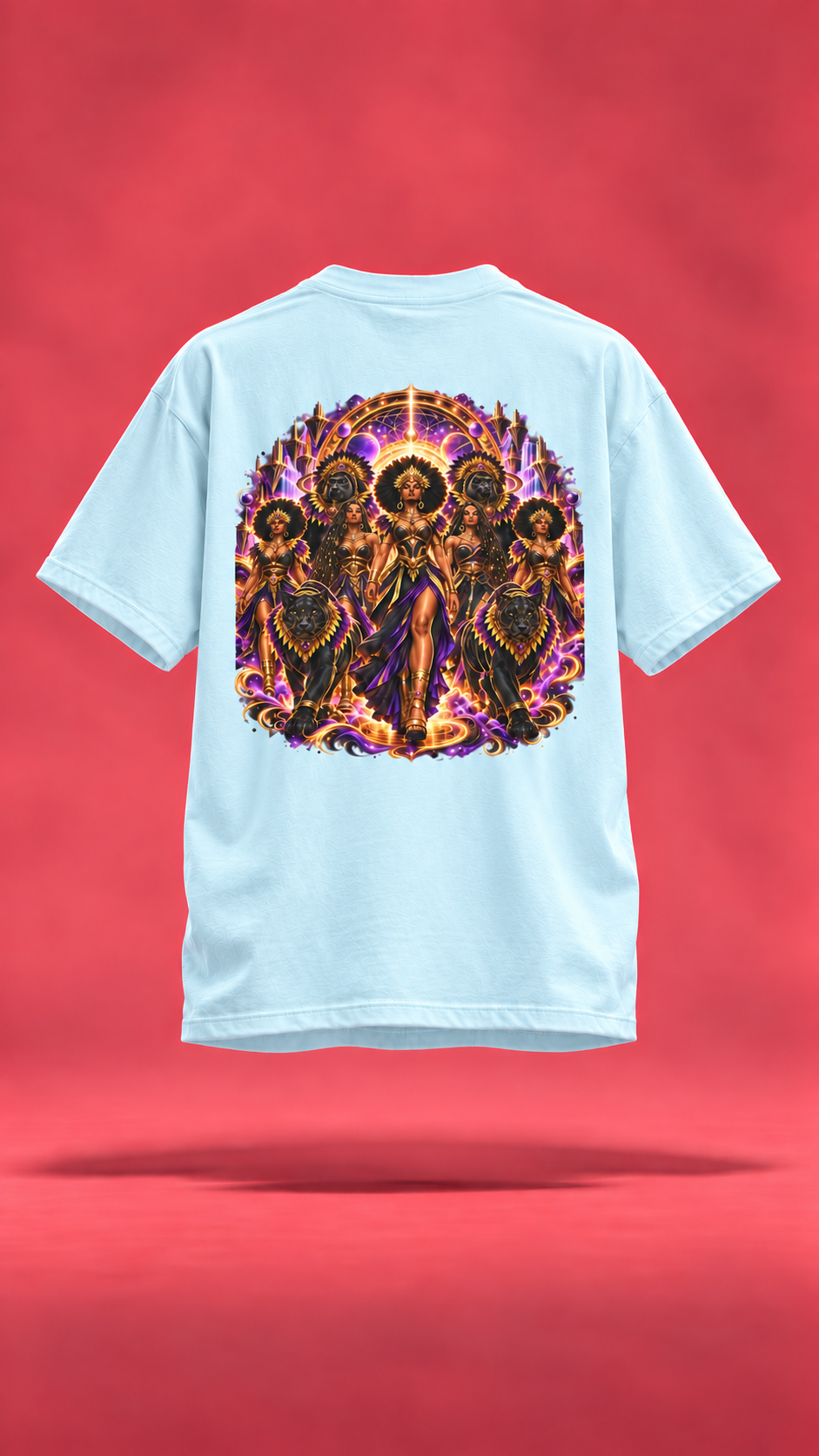 Mardi Gras Everywhere light blue t-shirt, back view