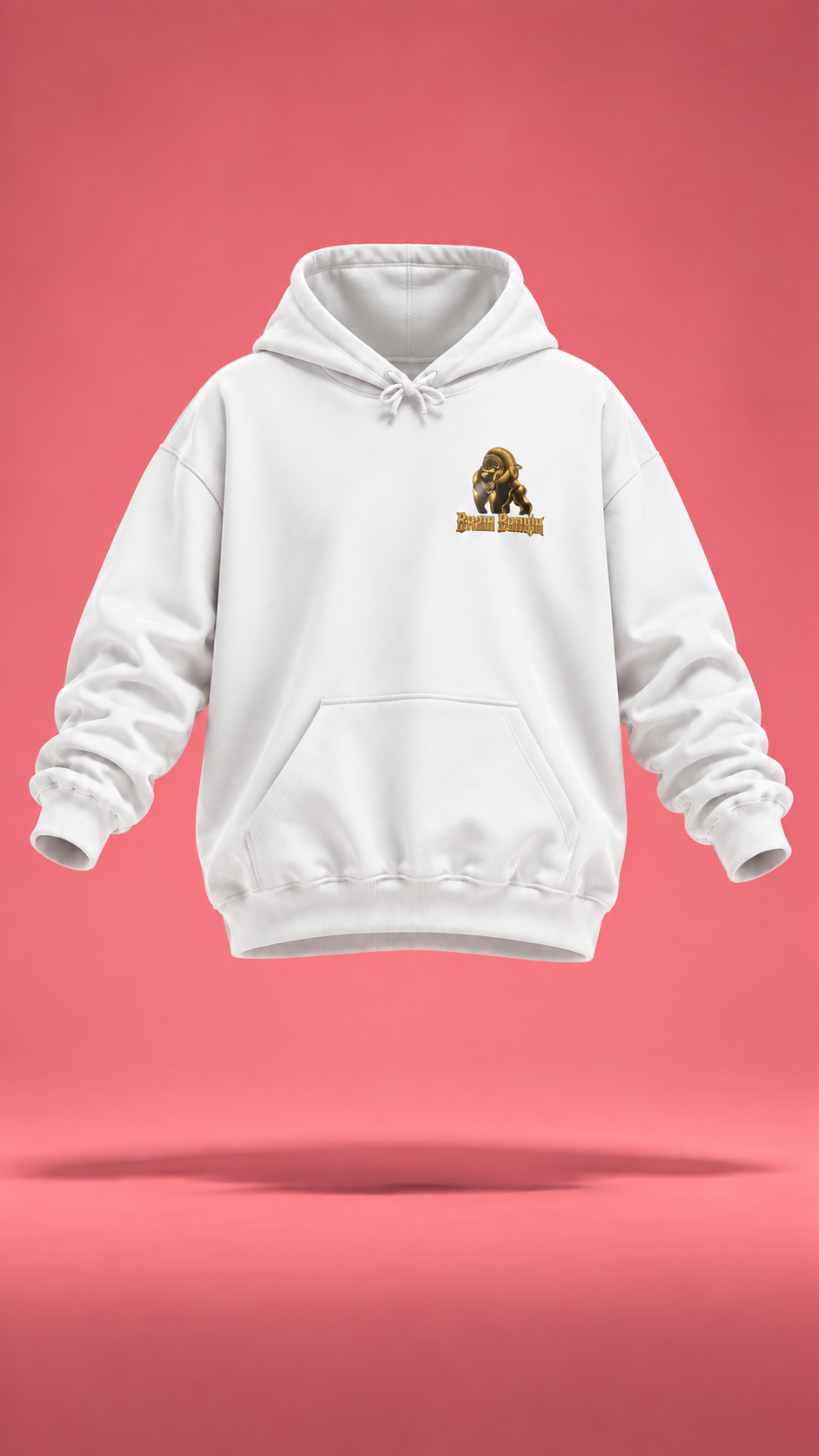 Brain Bangin' and Chiefin' white hoodie, front view
