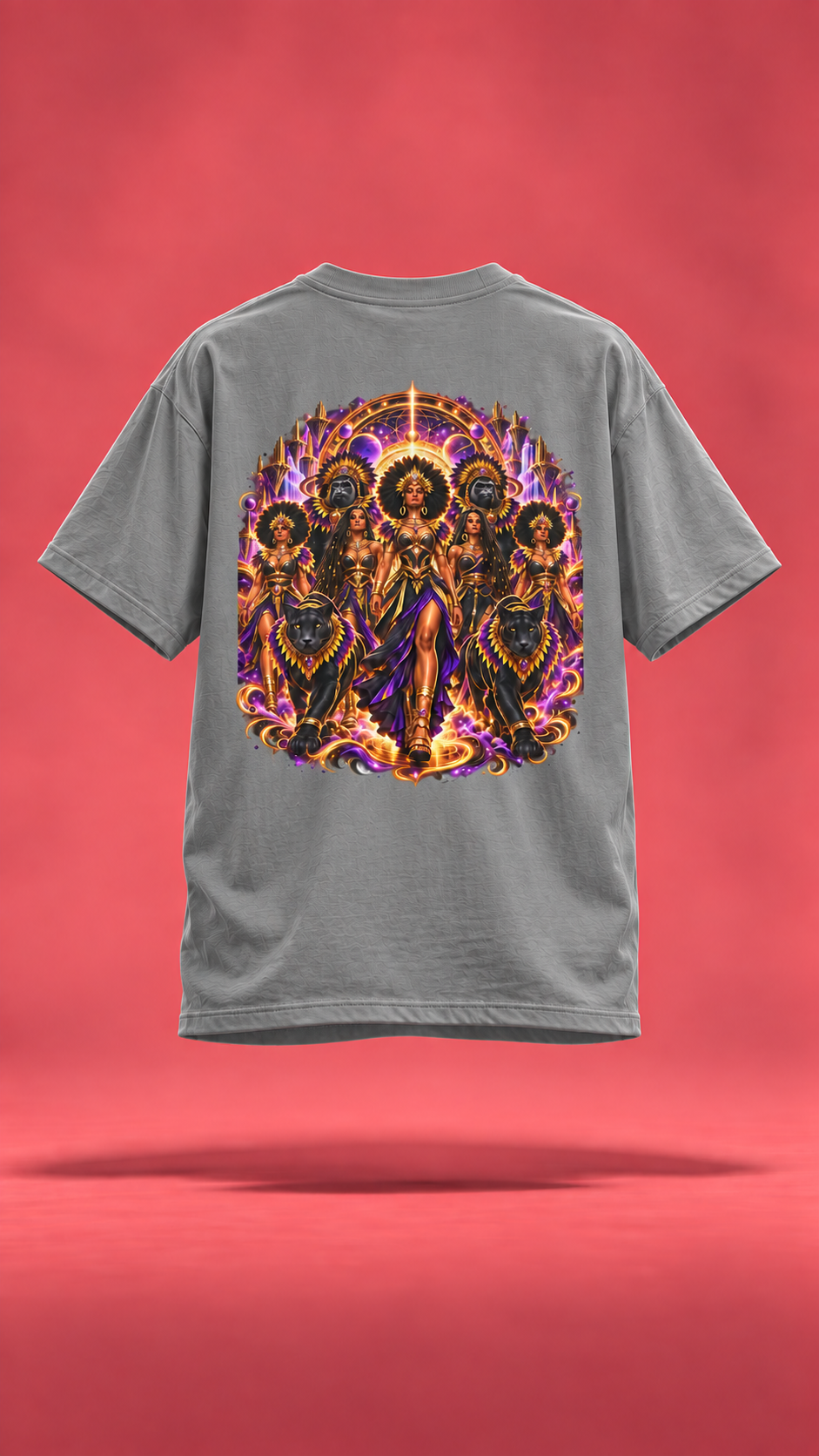 Mardi Gras Everywhere gray t-shirt, back view