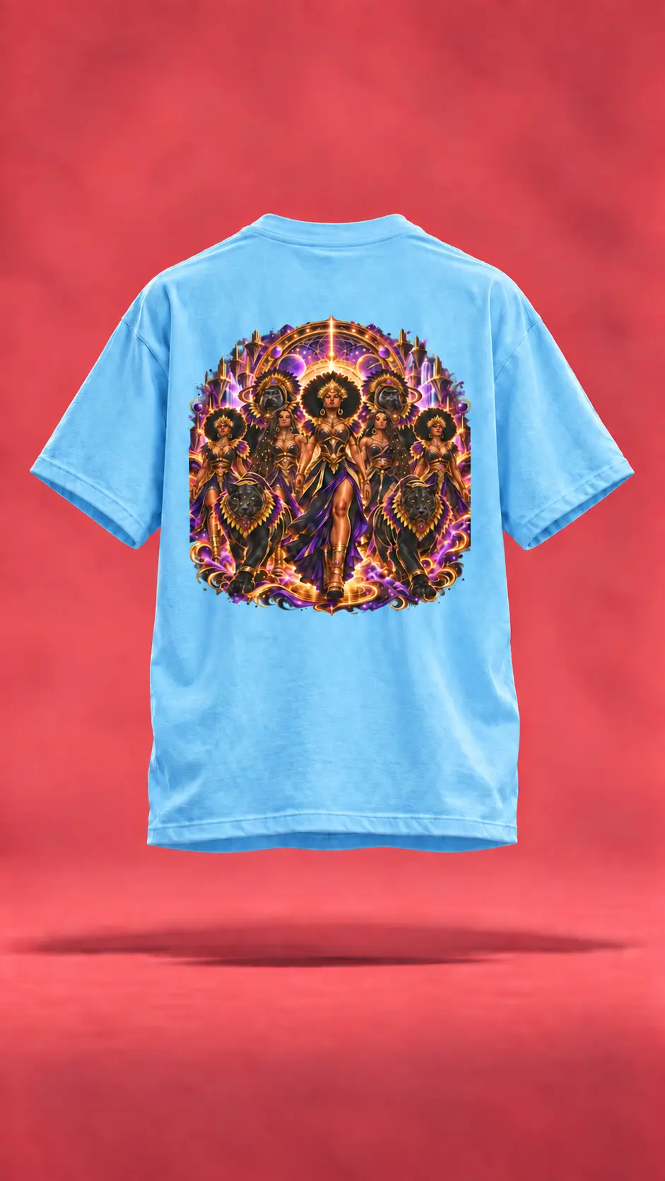 Mardi Gras Everywhere blue t-shirt, back view