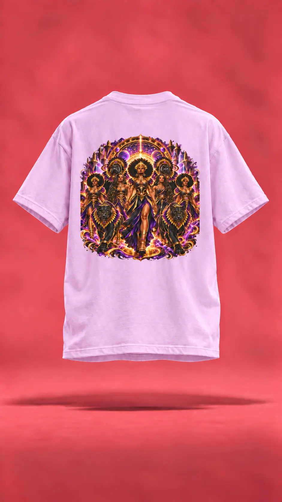 Mardi Gras Everywhere pale pink t-shirt, back view
