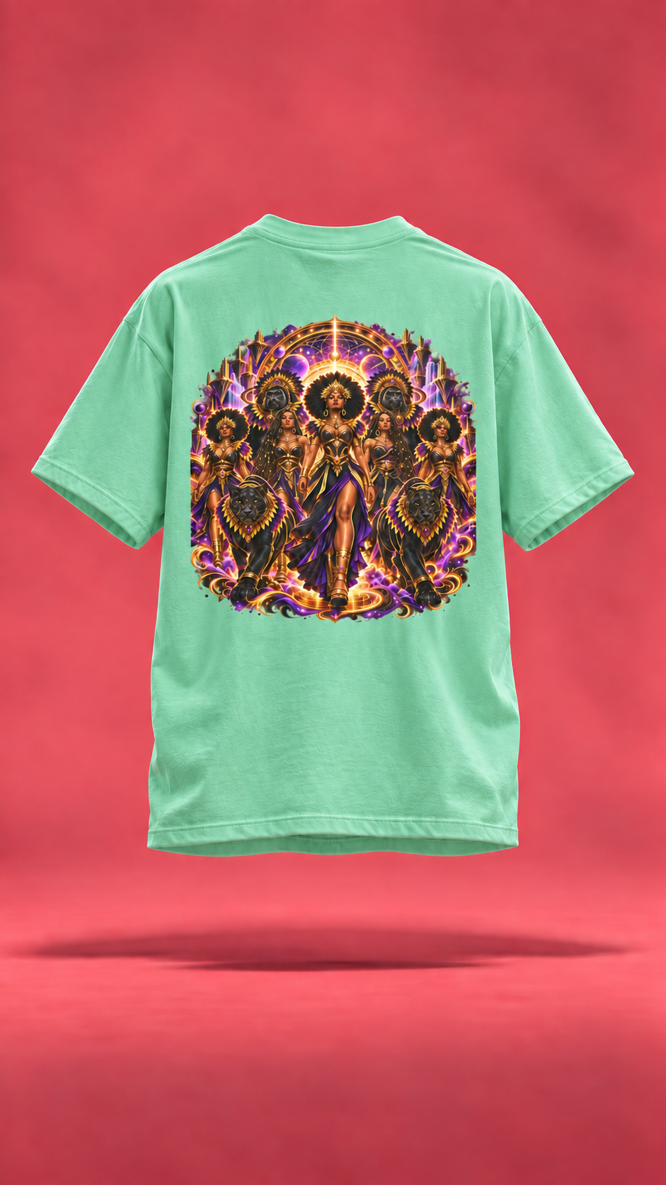 Mardi Gras Everywhere mint t-shirt, back view