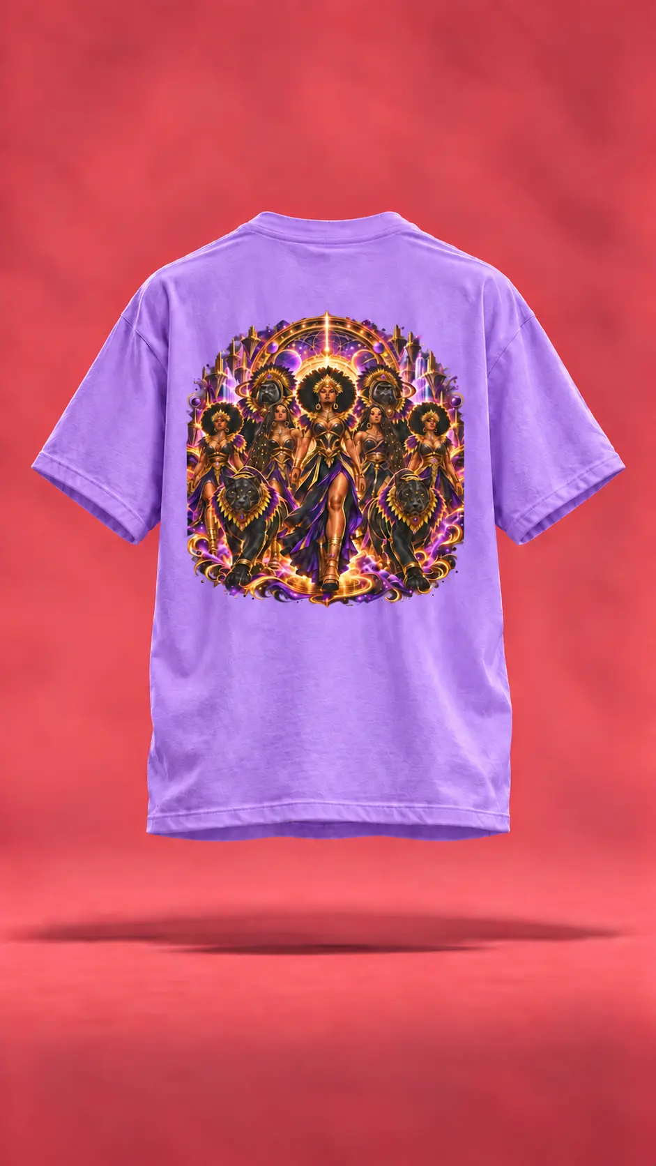 Mardi Gras Everywhere lavender t-shirt, back view
