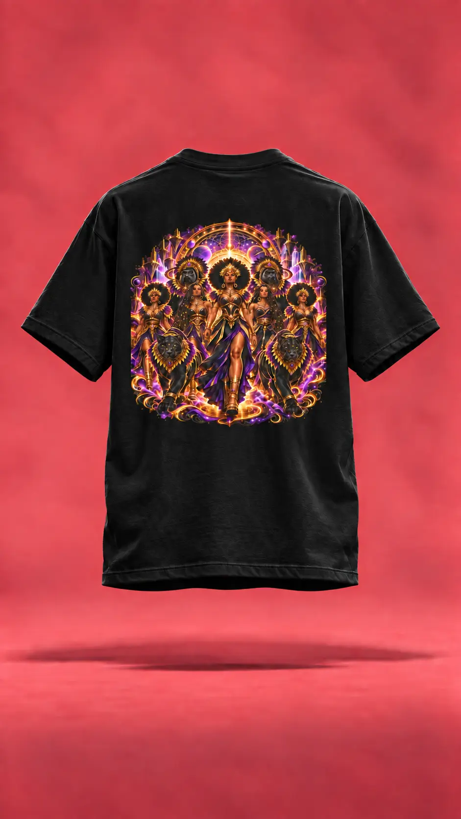 Mardi Gras Everywhere black t-shirt, back view