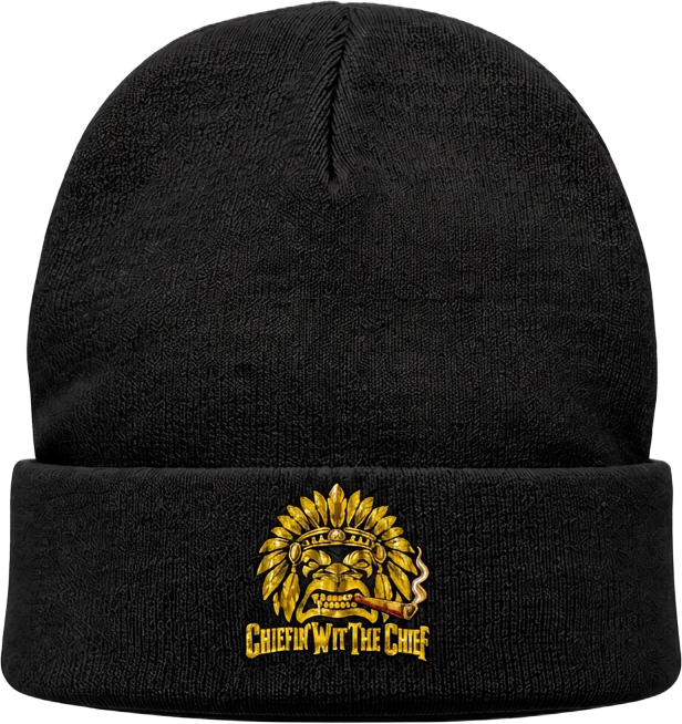 Brain Bangin' Beanie, black with gold embroidery